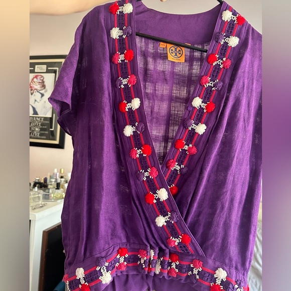 Tory Burch $500 shirt linen gorgeous purple fall or spring or summer xs - Picture 5 of 5